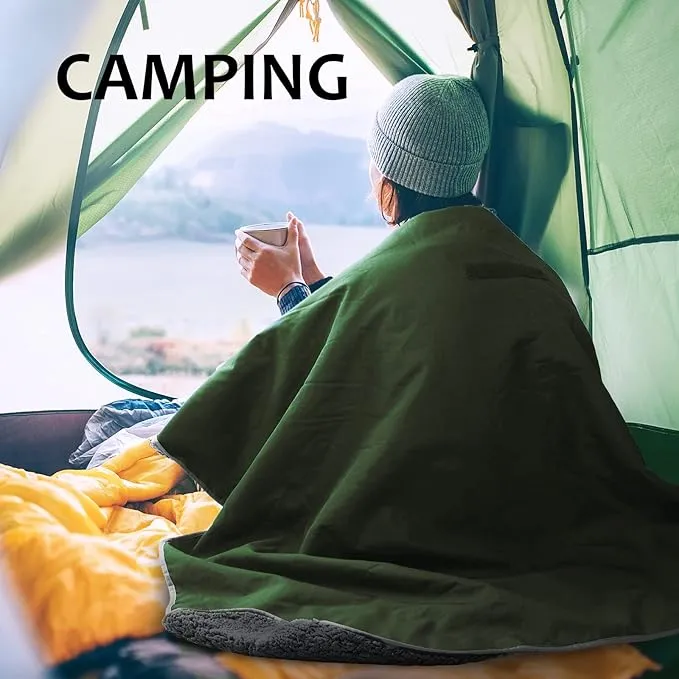 Tirrinia Outdoors Waterproof Throw Blanket, 51”x 59” Sherpa Fleece Stadium Windproof Mat for Boat, Traveling, Camping, Hiking, Football - Machine Washable