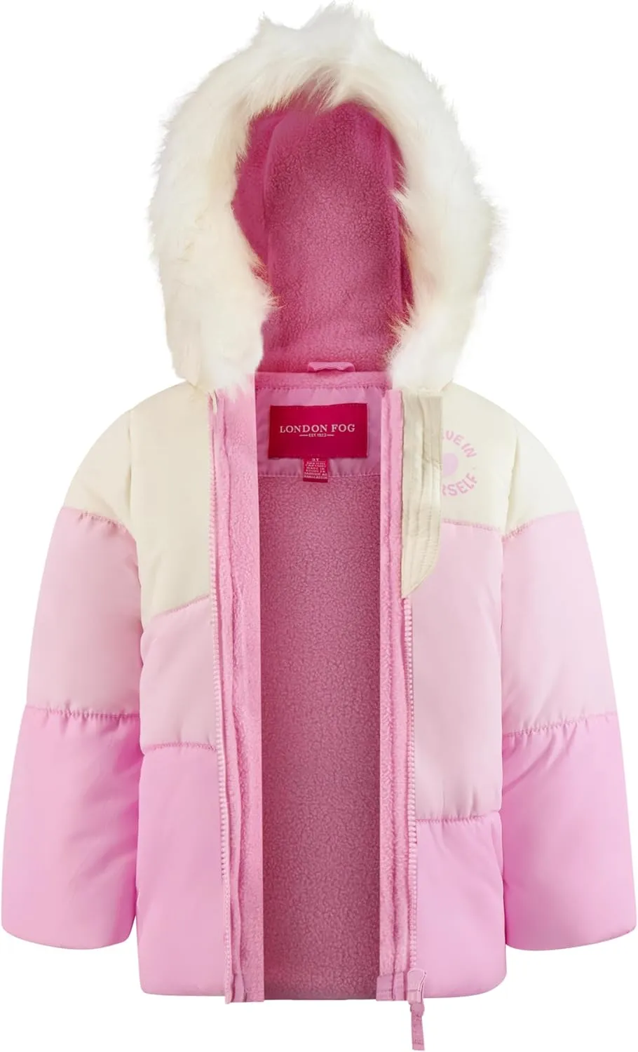 TODDLER GIRLS ZIP-FRONT COLOR BLOCK JACKET AND OVERALL SNOW PANT