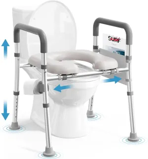 Toilet Seat Riser for Seniors, FSA HSA Eligible Raised Toilet Seat with Handles, Adjustable Height & Width, 400lb Handicap Elevated Toilet Seat, Fit Any Toilet