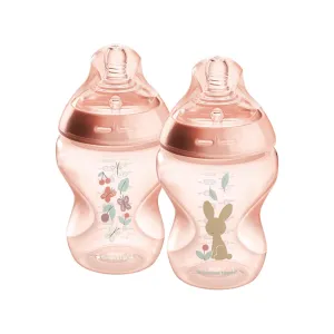 Tommee Tippee Natural Start Anti-Colic BPA Free Baby Bottles, 9oz, Newborn 0  Months, Slow Flow Breast-Like Nipple, Designed for Seamless Transitions Between Bottle and Breast, Pink, Pack of 2