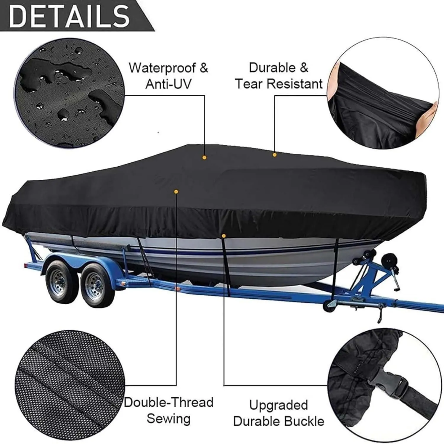 Towable Boat Cover Marine Tear-Resistant 210D Oxford Fabric Inflatable Boat Cover for All Seasons and Weather Conditions