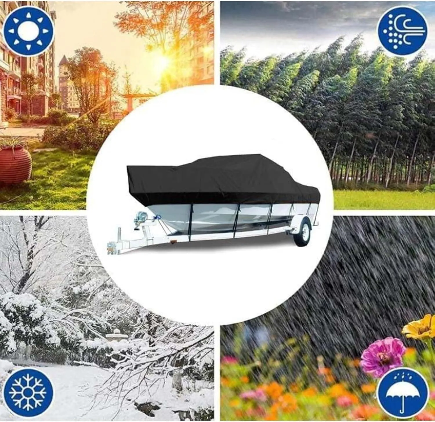 Towable Boat Cover Marine Tear-Resistant 210D Oxford Fabric Inflatable Boat Cover for All Seasons and Weather Conditions