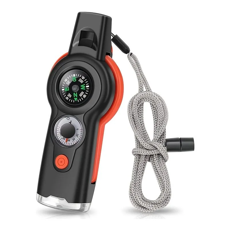 TrailSignal 7-in-1 Survival Whistle Tool – Compass, Mirror, Light & More
