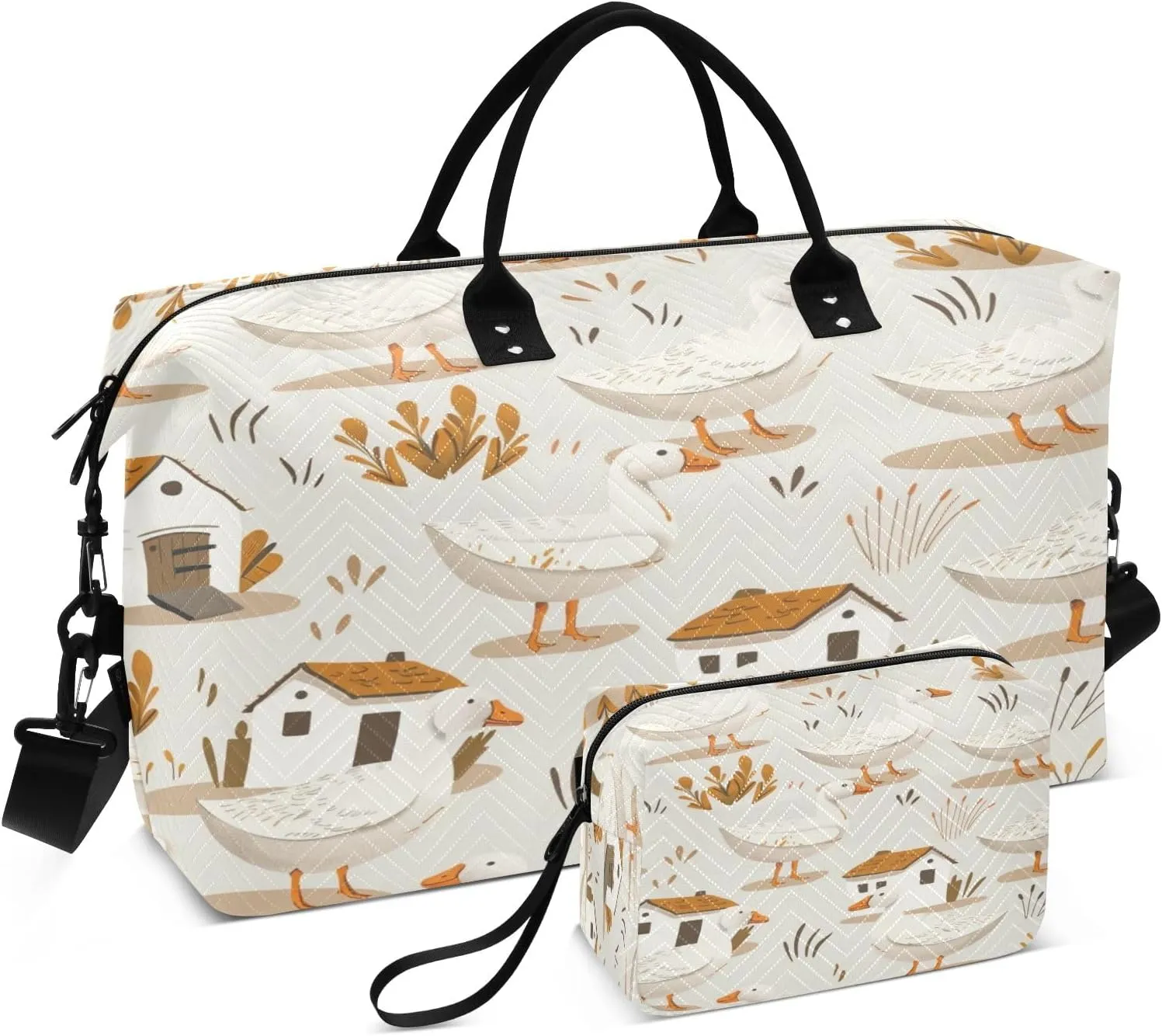 Travel Duffle Bag, House Gooses Gym Bag with Storage Bag Weekender Overnight Bag for Men Women Trip Sports Yoga