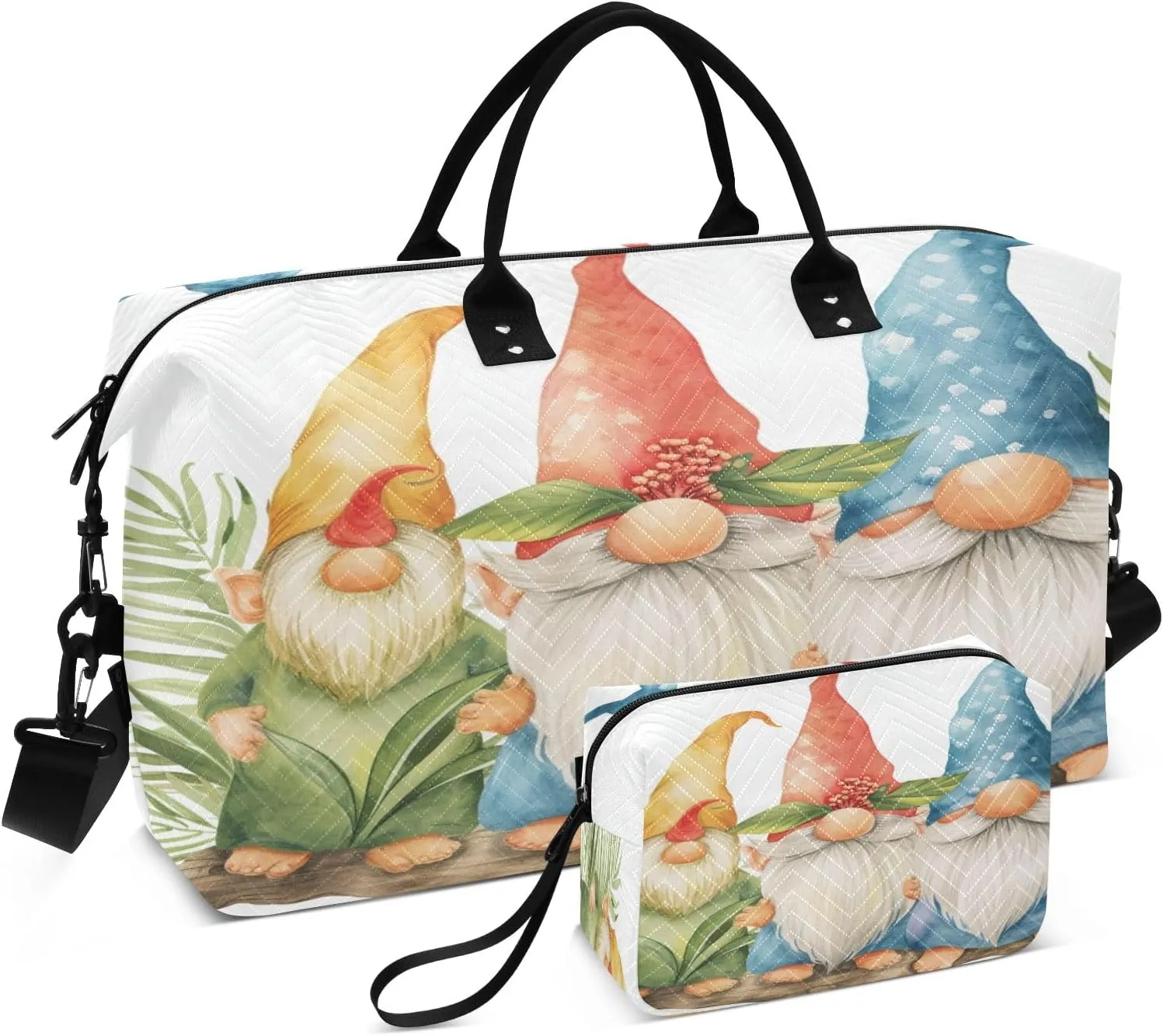 Travel Duffle Bag, Three Tropical Dwarf Gym Bag with Storage Bag Weekender Overnight Bag for Men Women Trip Sports Yoga