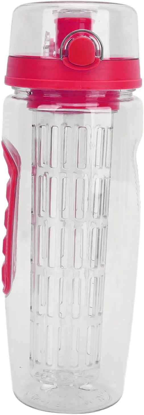 Travel Fruit Infuser Water Bottle, Reusable Fruit Infusion Sports Bottle Large Capacity for Hiking (Rose Red)