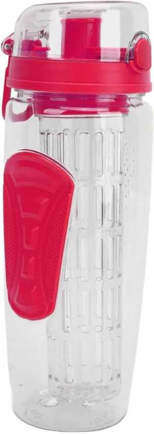 Travel Fruit Infuser Water Bottle, Reusable Fruit Infusion Sports Bottle Large Capacity for Hiking (Rose Red)