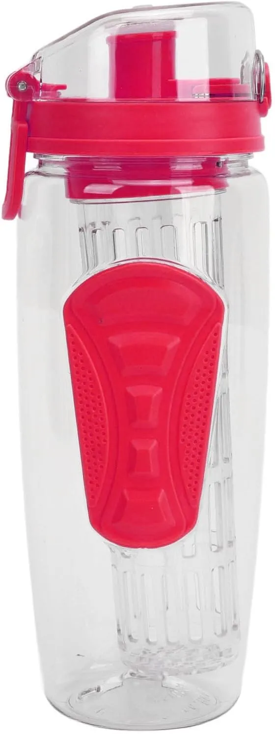 Travel Fruit Infuser Water Bottle, Reusable Fruit Infusion Sports Bottle Large Capacity for Hiking (Rose Red)