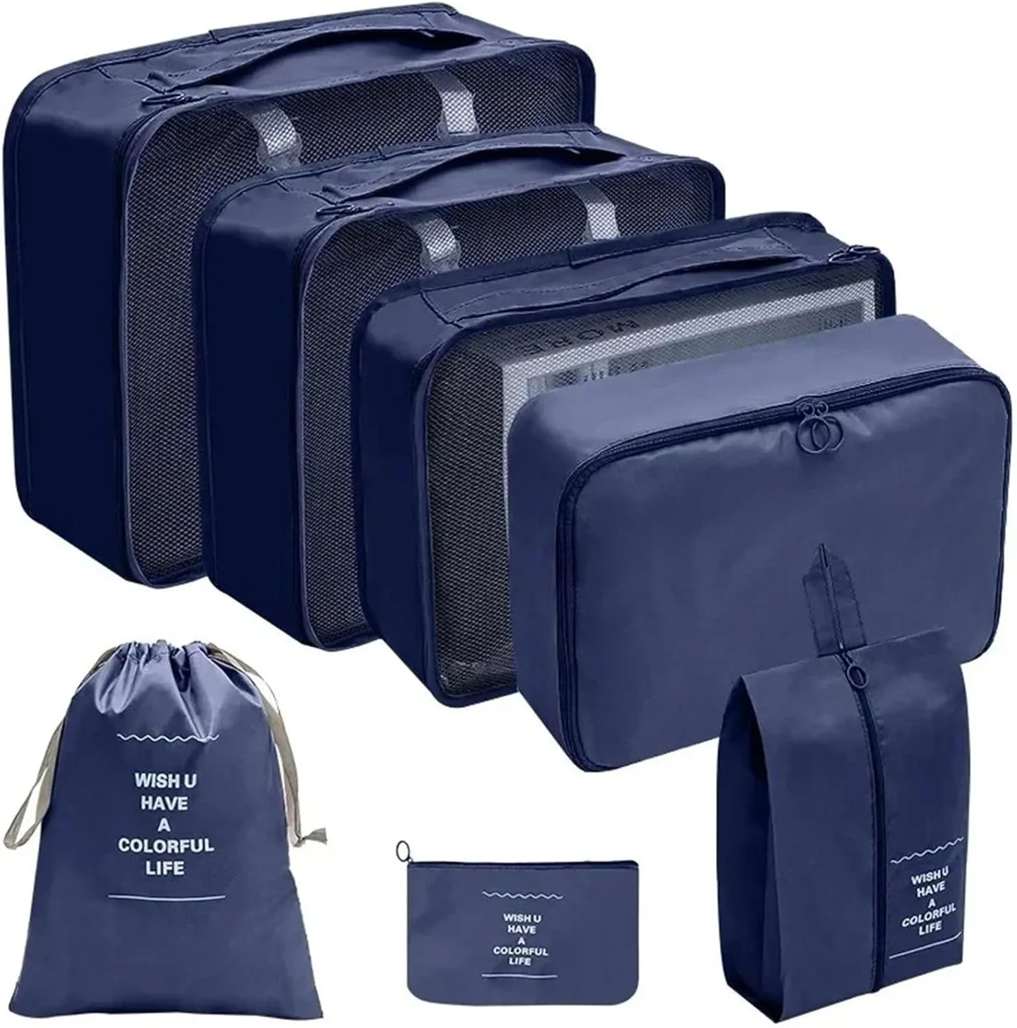 Travel Organizer Set Handy Luggage Clothes Shoes Folding Pieces Best travel must haves(Blue flower)