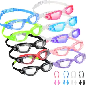 Treela 10 Pcs Swimming Goggles for Adults Pool Goggles Swim Glasses Bulk Multipack Anti Fog Silicone No Leaking