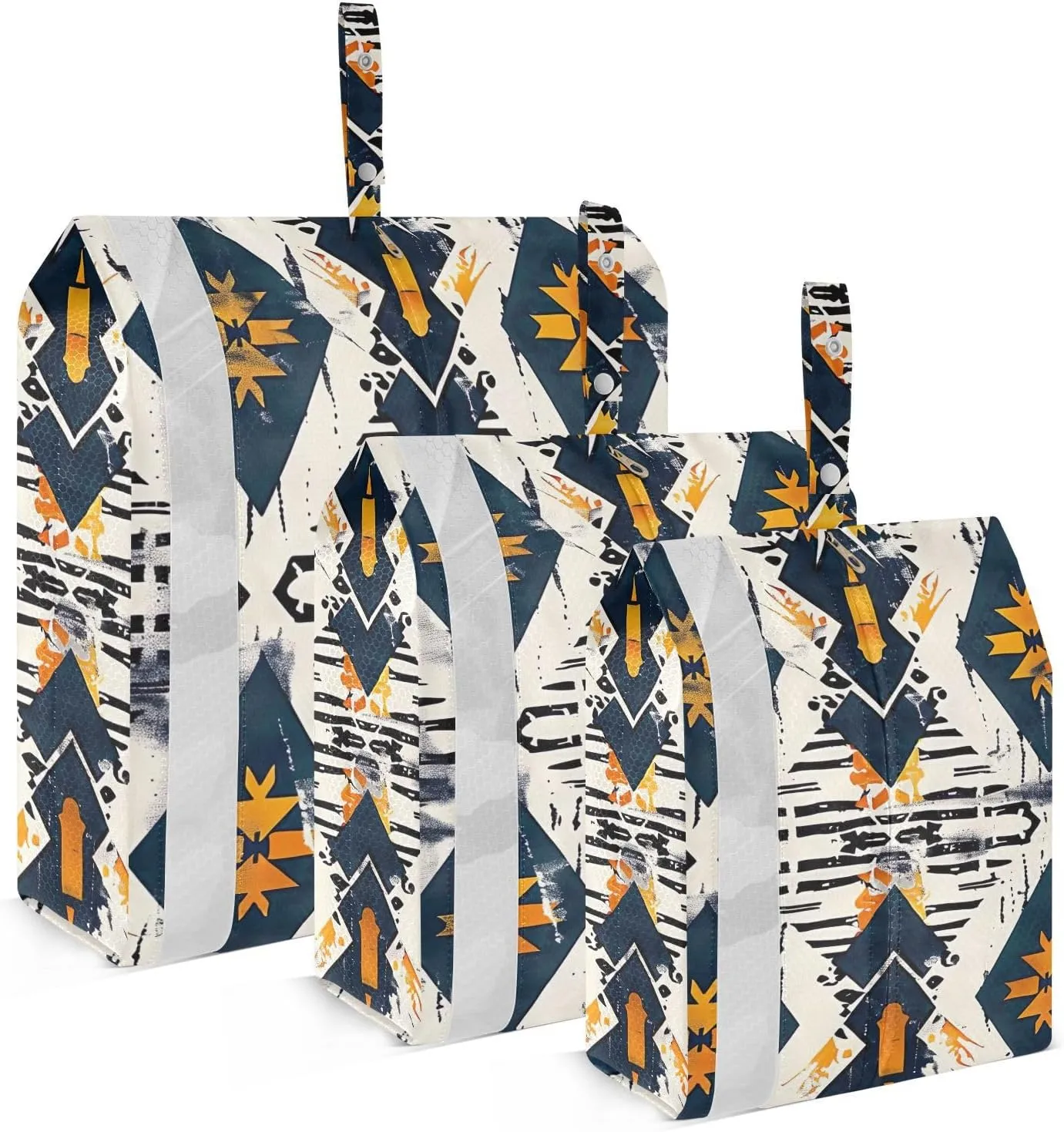 Tribal Pattern Travel Storage Bag with Lanyard - Portable Lightweight Classified Storage Bag with Zipper, Dust and Waterproof Travel Packing Cube for Suitcase,3 Pieces