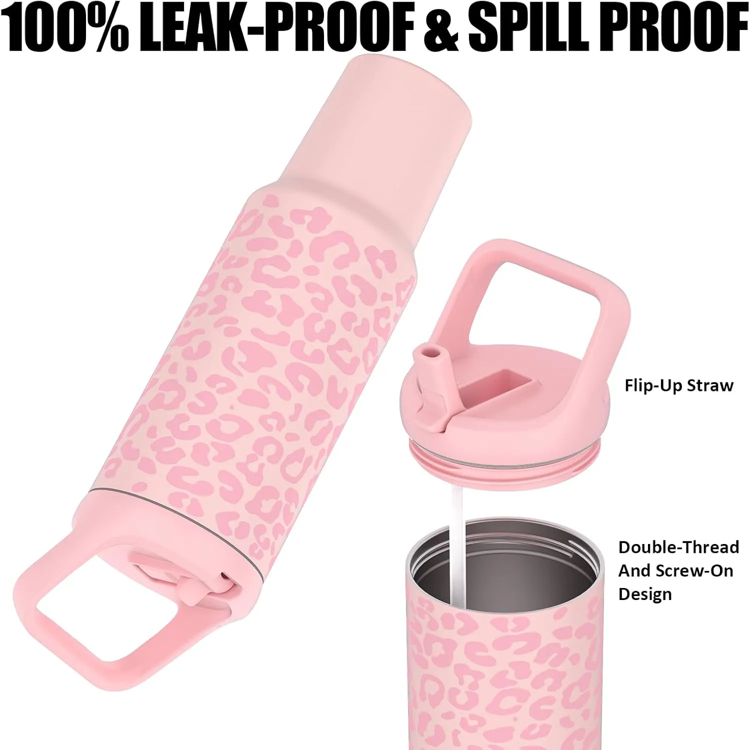 Tronco 50 oz Tumbler with Handle and Straw, Leak-Proof Insulated Tumbler with Flip Straw and Top Handle, Reusable Insulated Cup Water Bottle for Home, Outdoors, Fits in Cup Holder, Cold for 30 Hours
