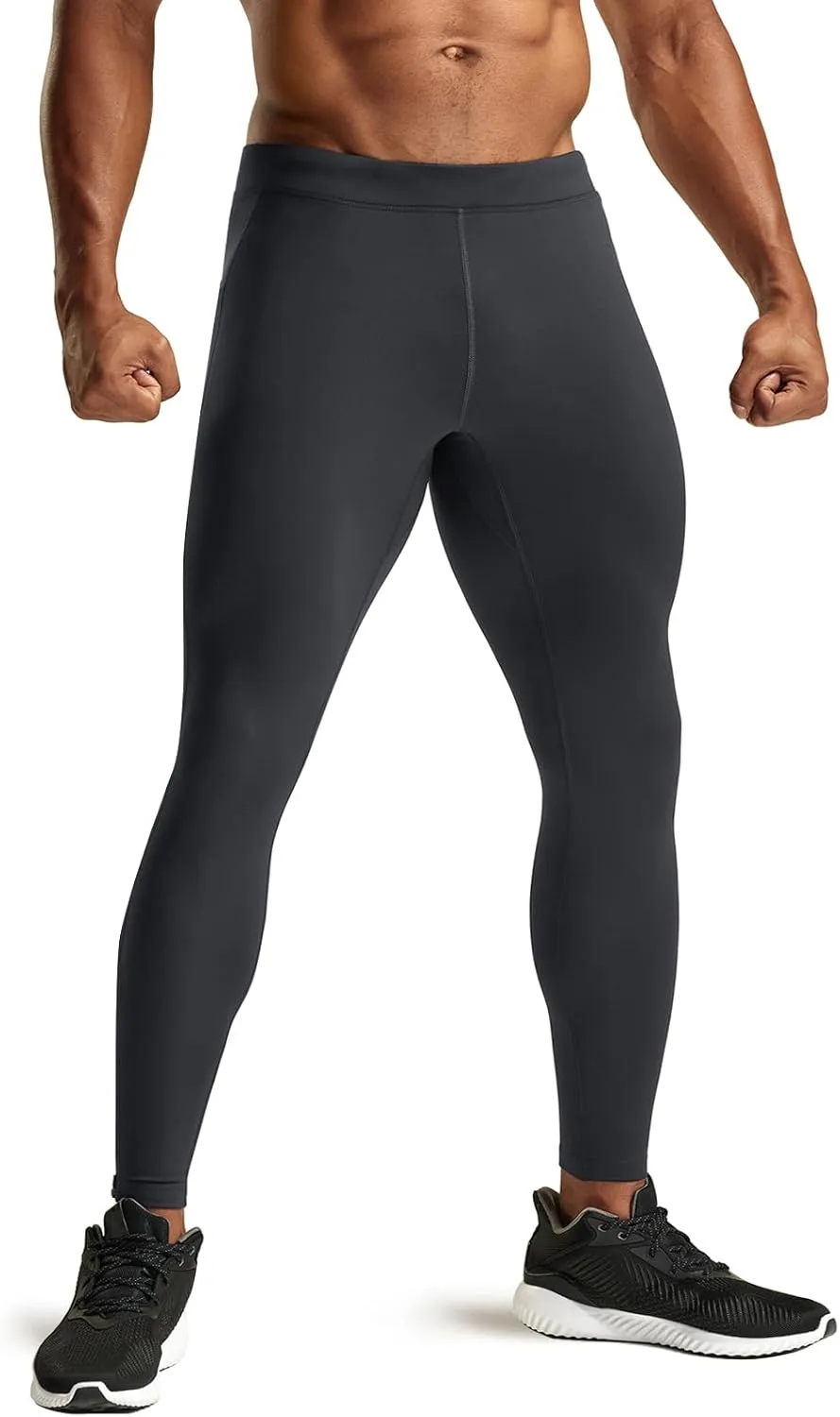 TSLA Men's Thermal Running Tights, Fleece Lined Compression Cycling Pants, Winter Cold Weather Leggings with Zipper Pocket