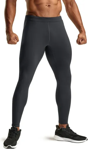 TSLA Men's Thermal Running Tights, Fleece Lined Compression Cycling Pants, Winter Cold Weather Leggings with Zipper Pocket