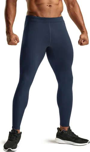 TSLA Men's Thermal Running Tights, Fleece Lined Compression Cycling Pants, Winter Cold Weather Leggings with Zipper Pocket