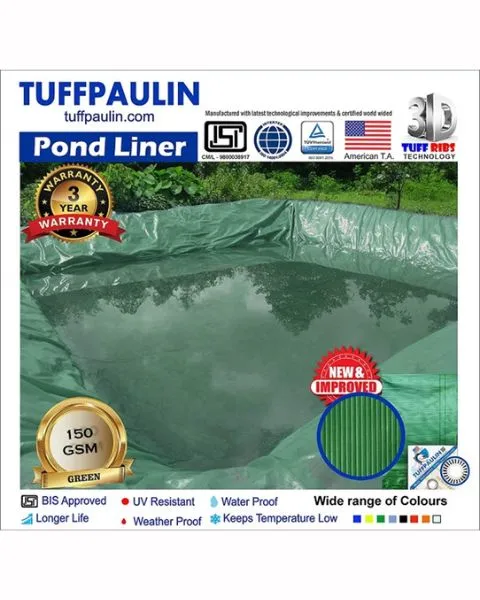 TUFFPAULIN 40FT X 40FT 150 GSM GREEN POND LINER TARPAULIN-TIRPAL