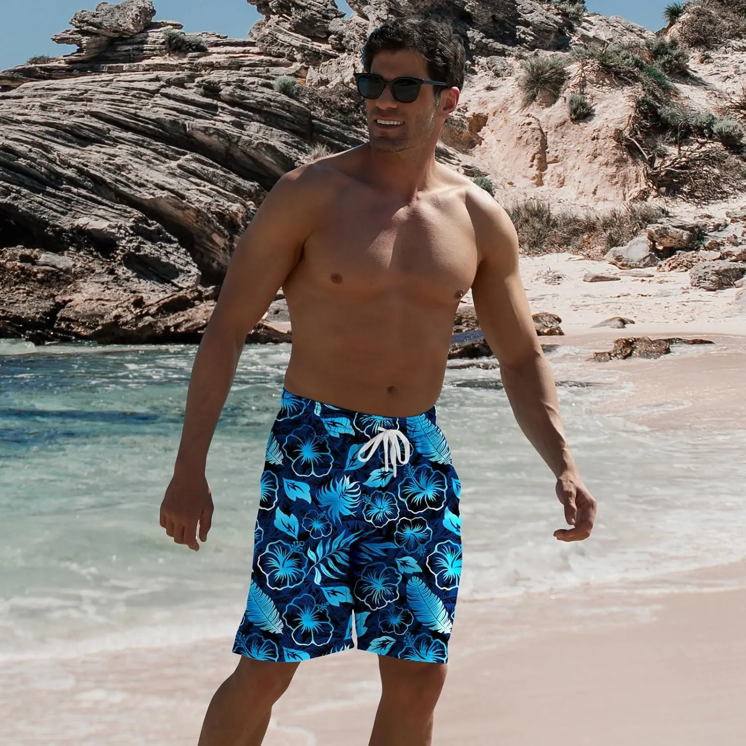 TUONROAD Mens Swim Trunks with Compression Liner 2 in 1 Board Shorts 9 Inch Quick Dry Swimming Trunks with Pockets