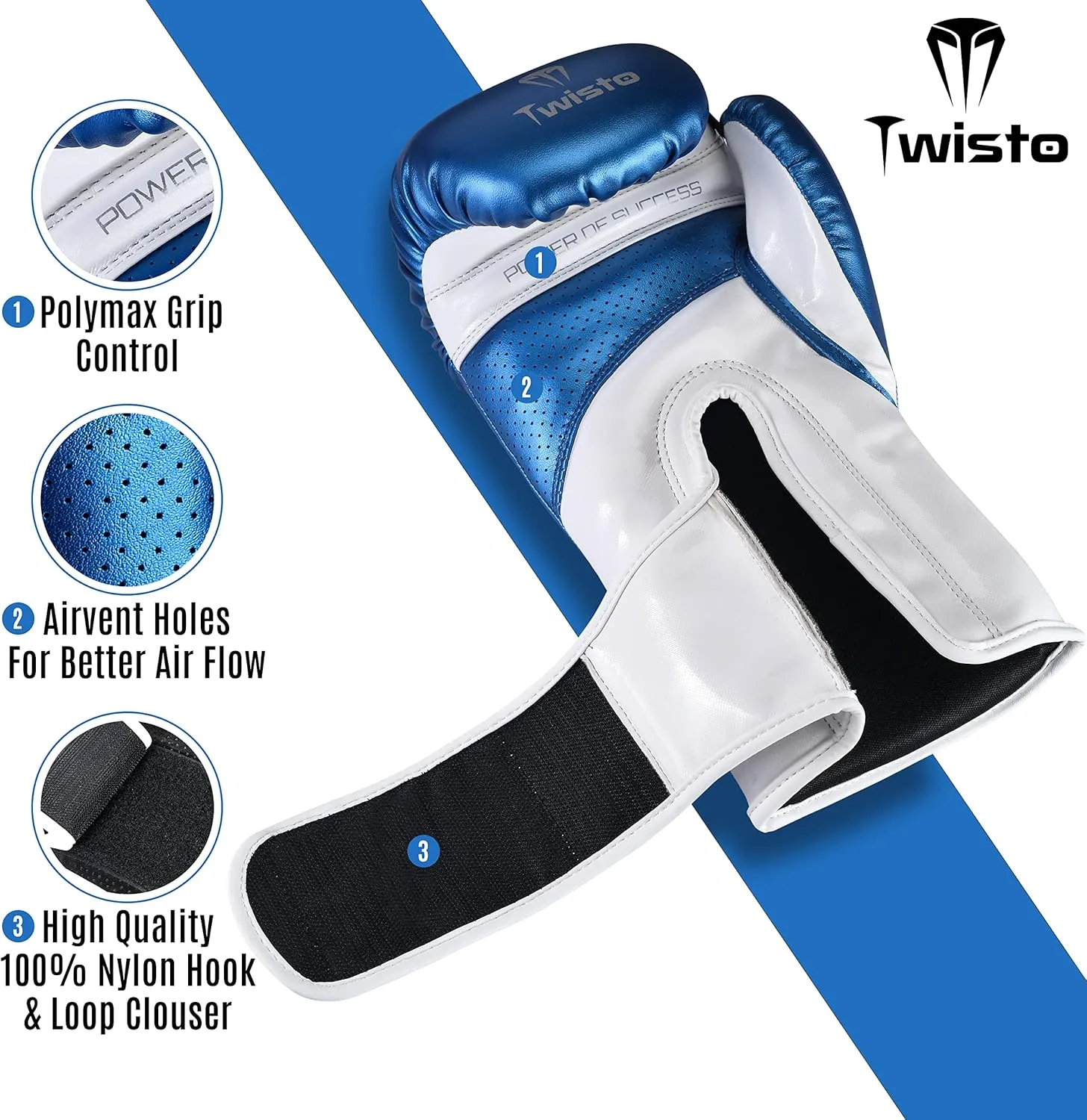 Twisto Boxing Gloves – Professional Training & Sparring Gloves for Men & Women – Muay Thai, MMA, Kickboxing, Heavy Bag, Gym Workout – Premium PU Leather with Wrist Support – 10oz 12oz 14oz 16oz