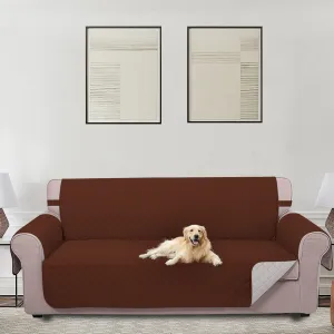 U-NICE HOME Reversible Sofa Cover Couch Cover for Dogs with Elastic Straps Water Resistant Furniture Protector for Pets Couch Cover for 3 Cushion Couch (Sofa, Brown/Beige)