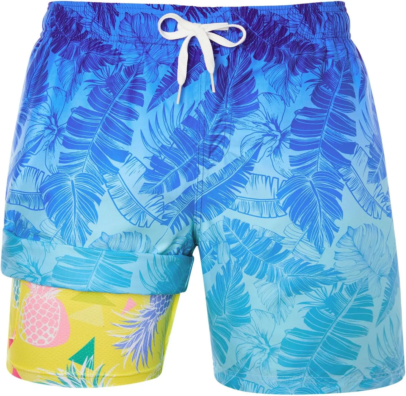 uideazone Mens Swim Trunks with Compression Liner Swimming Shorts 7 Inch Inseam Waterproof Quick Dry Beach Sport Shorts M-XXL