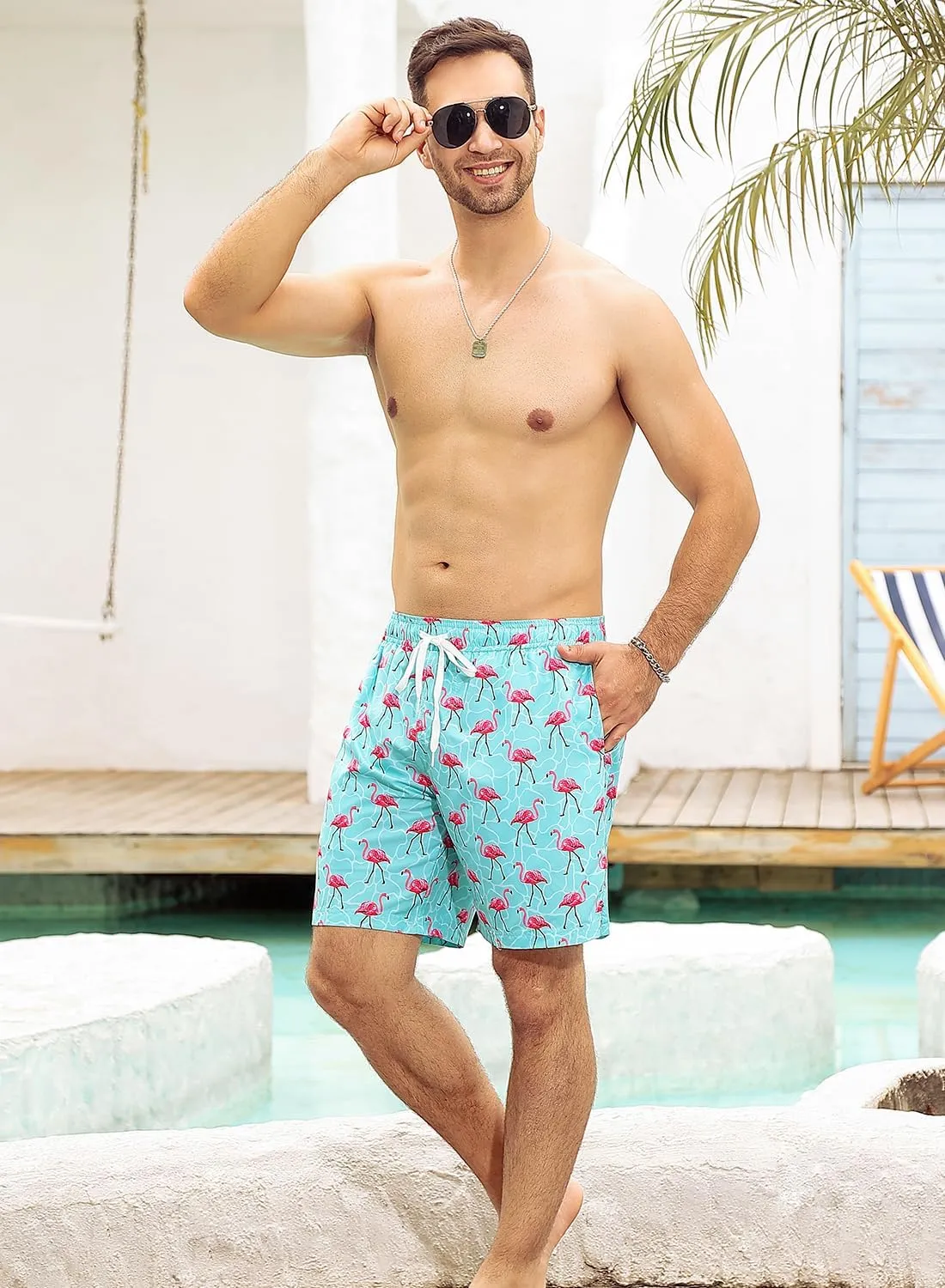uideazone Mens Swim Trunks with Compression Liner Swimming Shorts 7 Inch Inseam Waterproof Quick Dry Beach Sport Shorts M-XXL