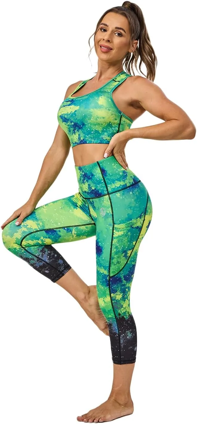 UIUO-UIPEU High Waisted Leggings for Women Tummy Control Yoga Pants with Pockets Workout Compression 7/8 Leggings