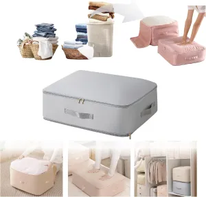 Ultra Space Saving Self Compression Organizer,Packing Cubes,Waterproof And Moisture-Proof,High Capacity,For Blankets Clothes Duvet Comforter（Gray 21.2 * 16.2 * 11.8 In）