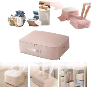 Ultra Space Saving Self Compression Organizer,Packing Cubes,Waterproof And Moisture-Proof,High Capacity,For Blankets Clothes Duvet Comforter（Pink 21.2 * 16.2 * 11.8 In）