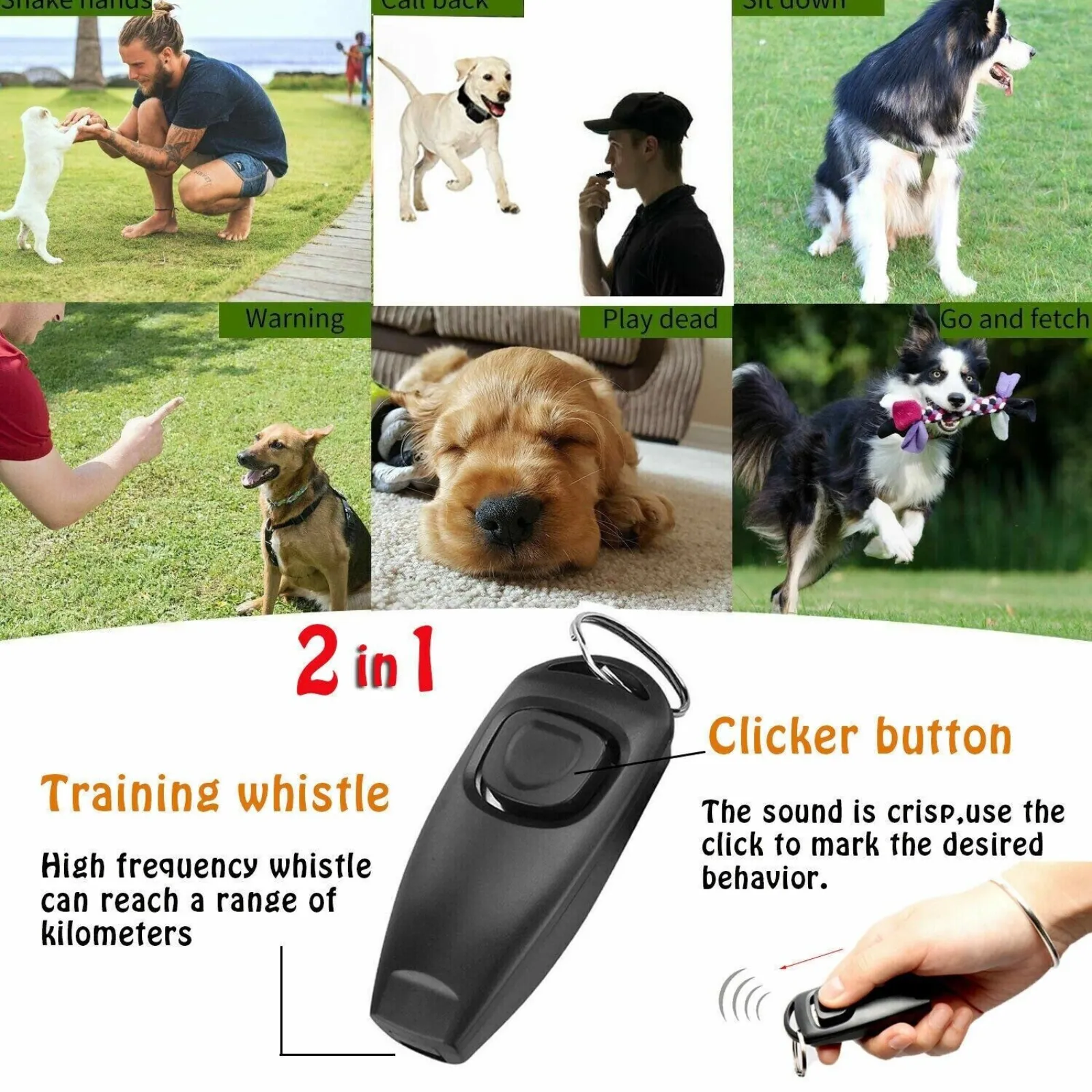 Ultrasonic Stop Pet Barking Pet Dog Training Whistle Clicker Train Skills