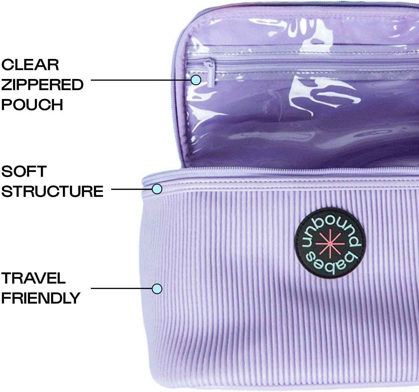 Unbound Storage Bag: Quality Pleated Travel Bag for Makeup and Toiletries (Violet)