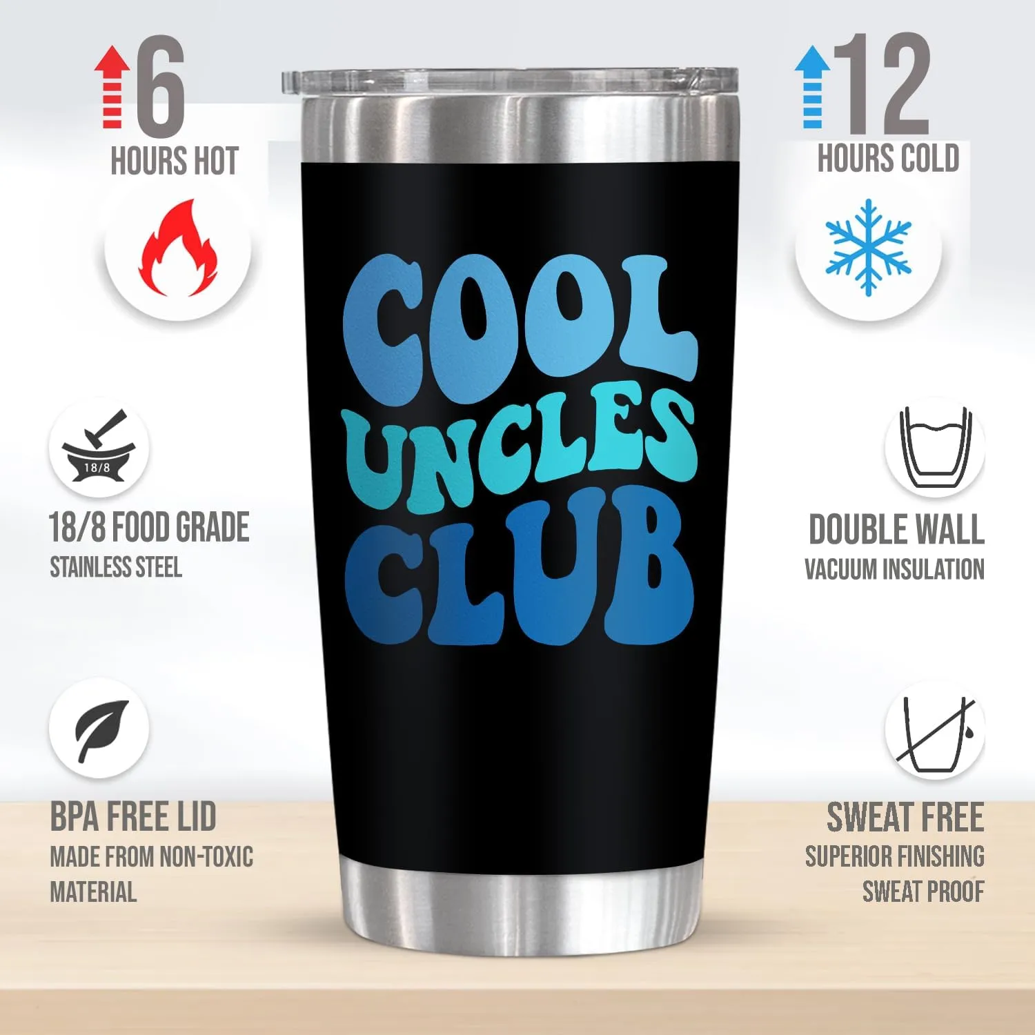 Uncle Father's Day Gifts for Men - 20 oz Stainless Steel Insulated Coffee Tumbler With Lid - Christmas Birthday Gifts For Uncle From Niece Nephew Brother, Funny Present for Men