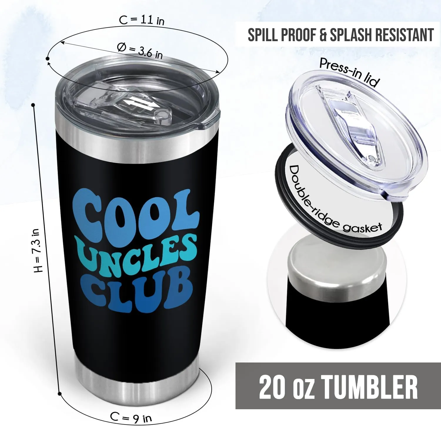 Uncle Father's Day Gifts for Men - 20 oz Stainless Steel Insulated Coffee Tumbler With Lid - Christmas Birthday Gifts For Uncle From Niece Nephew Brother, Funny Present for Men