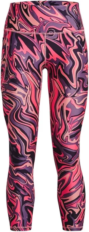 Under Armour HeatGear Printed Womens Fitness Ankle Legging Pink/Purple - S