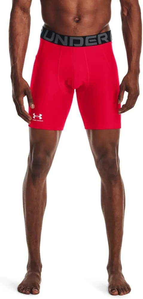 Under Armour Men's Armour HeatGear Compression Shorts, Red (600)/White, Small