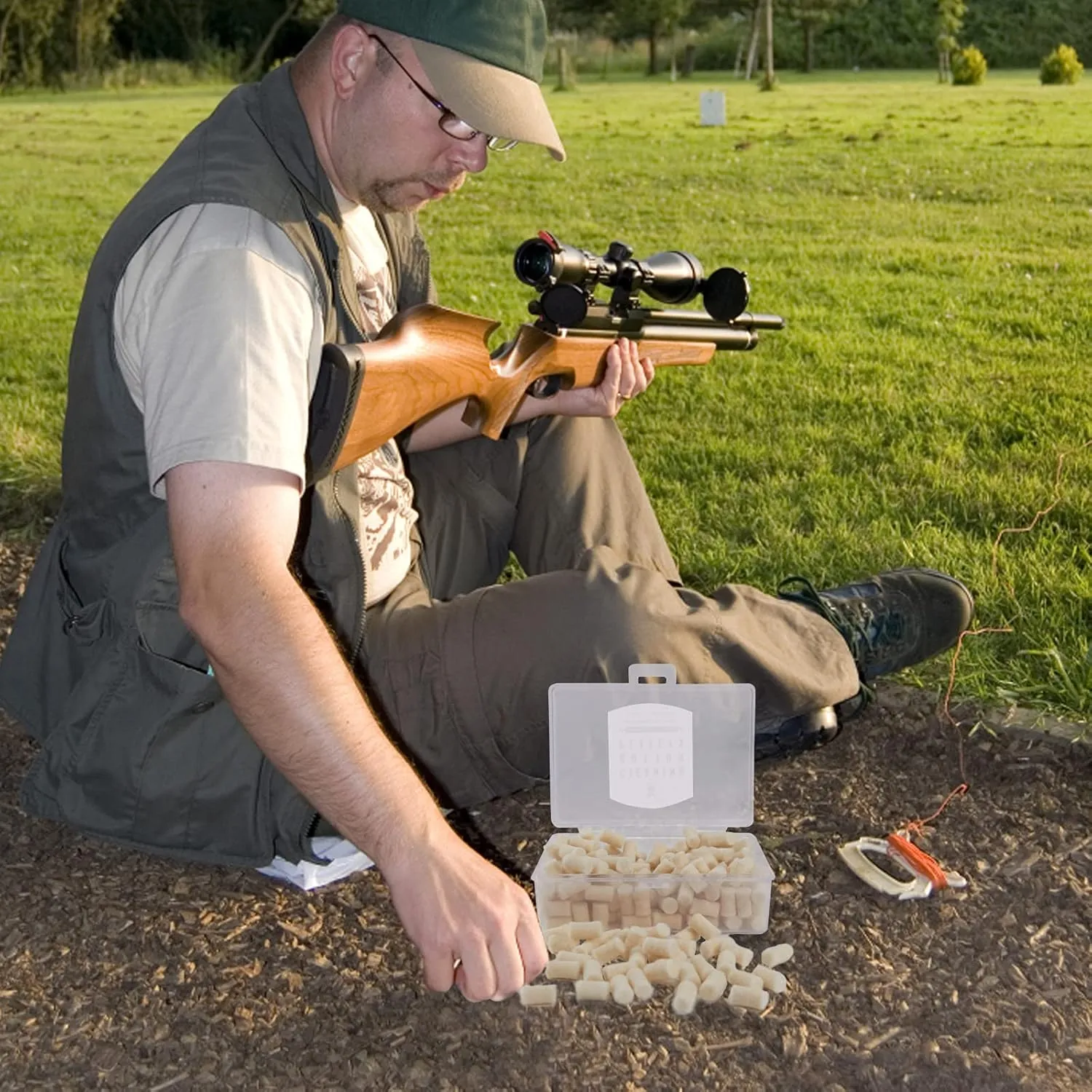 uolent Cleaning Cotton Wool Felt Cleaning Pellets for Maintenance .22.177 Caliber 300 Counts with Storage Box