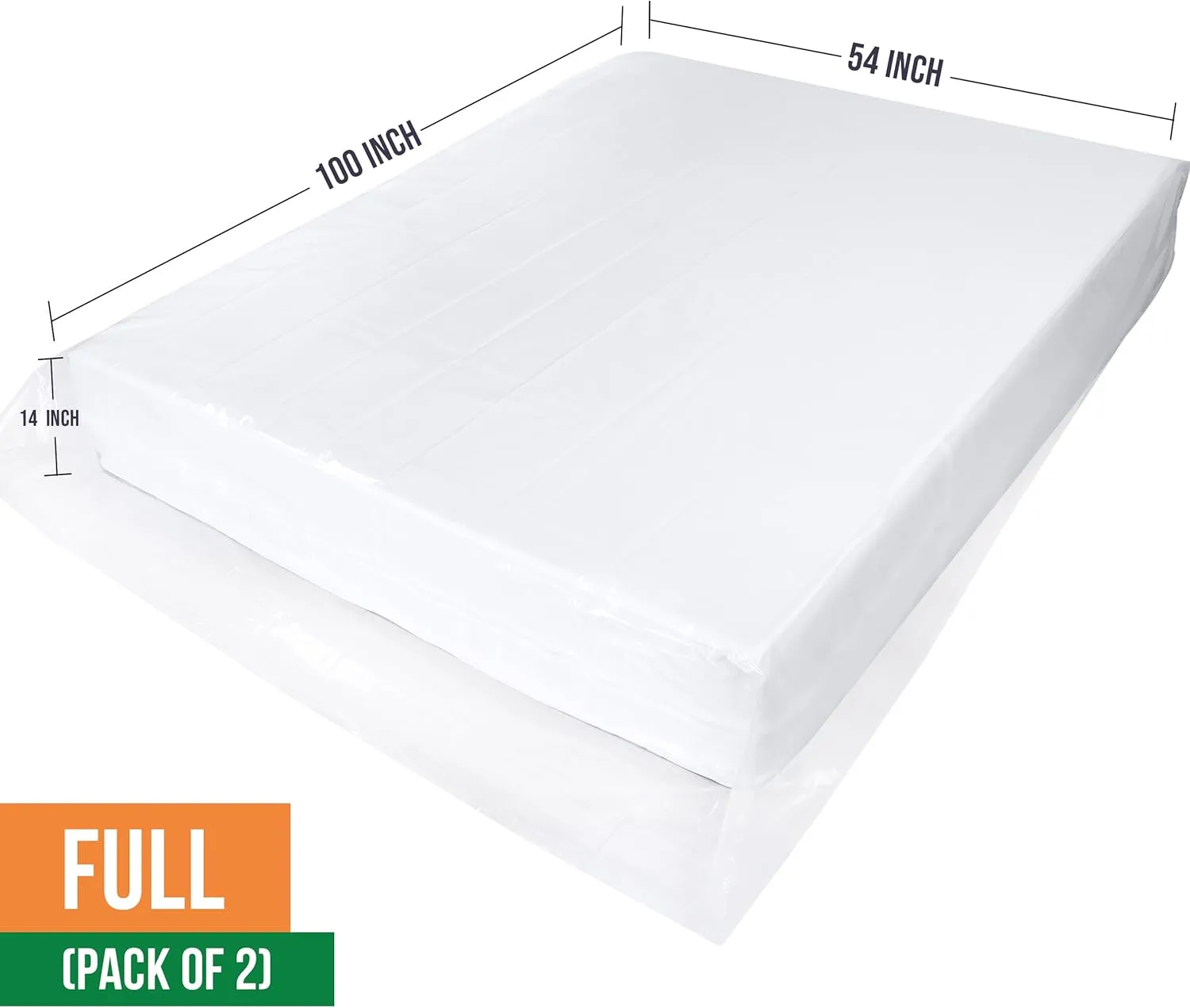 Utopia Home Full Size Mattress Bag for Moving (2 Pack), 4 Mil Heavy Duty Plastic Storage Bag, Mattress Encasement Cover Fits Mattresses up to 14 Inches