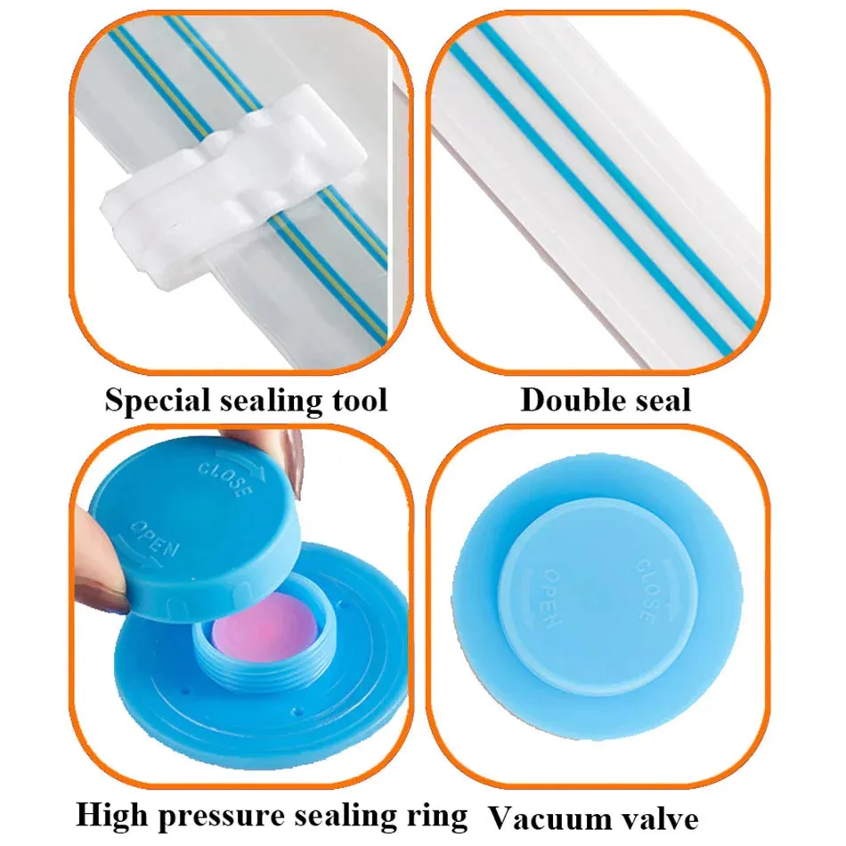 Vacuum Storage Bags For Clothes Pillows Bedding More Space Saver ZiplockBag Compression With Travel Hand Pump Triple Seal Zipper