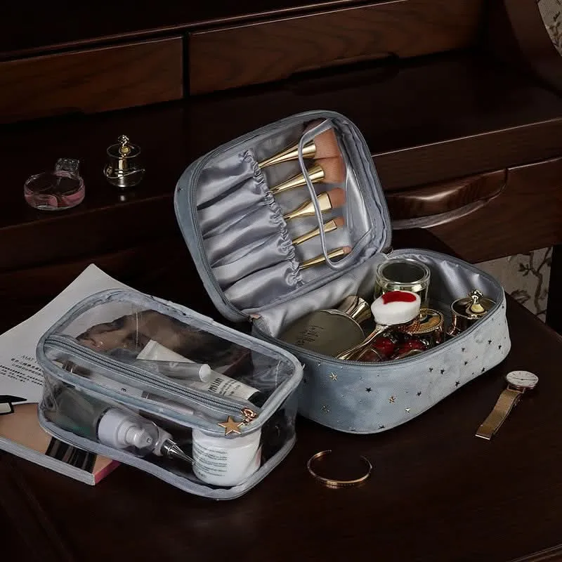 Velvet Makeup Bag - Dry & Wet Separation Storage
