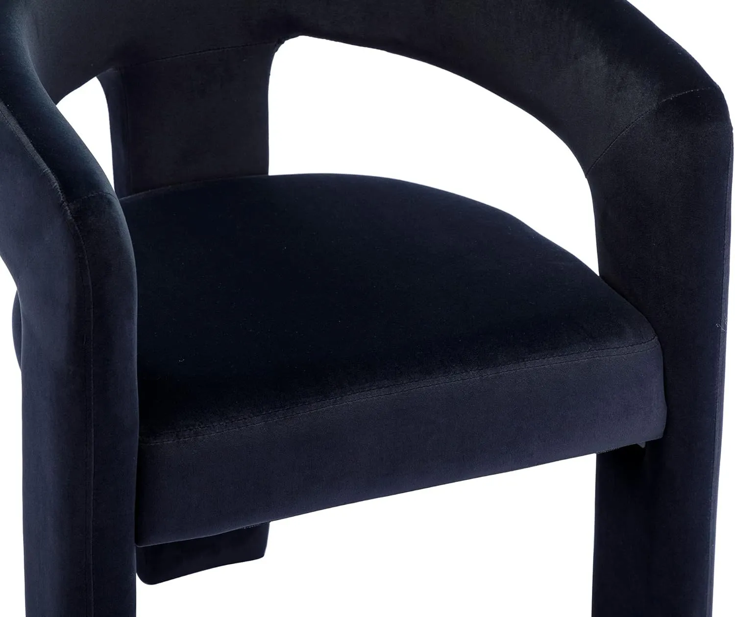 VESCASA Velvet Barrel Dining Chair with Open-Back, Upholstered Modern Accent Side Armchair with 3 Legs for Kitchen/Dining Room/Living Room, 1 Chair, Black