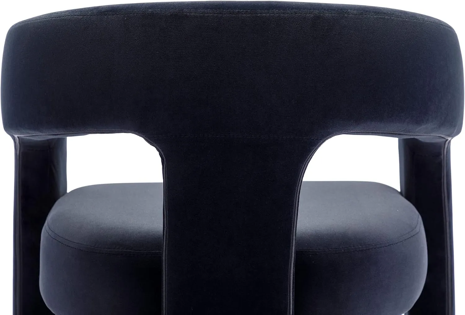 VESCASA Velvet Barrel Dining Chair with Open-Back, Upholstered Modern Accent Side Armchair with 3 Legs for Kitchen/Dining Room/Living Room, 1 Chair, Black