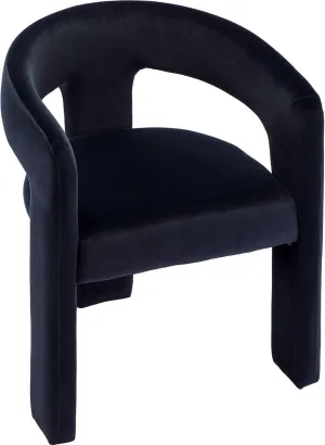 VESCASA Velvet Barrel Dining Chair with Open-Back, Upholstered Modern Accent Side Armchair with 3 Legs for Kitchen/Dining Room/Living Room, 1 Chair, Black