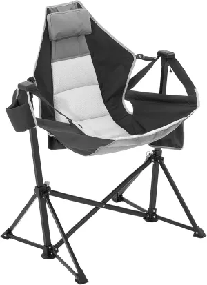 VEVOR Reclining Camping Chair, 300 lbs Load Camping Hammock Chair, Rocking Lounge Folding Chair with Cup Holder Storage Bag Headrest & Adjustable Backrest, for Camping and Other Outdoor Activities
