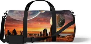 Vintage Abstract Colorful Galaxy Planet Sports Bag Tote Bag Waterproof Gym Bag with Shoulder Strap Zipper 2 Side Pockets for Men and Women, Travel and Storage Shoulder Bag.