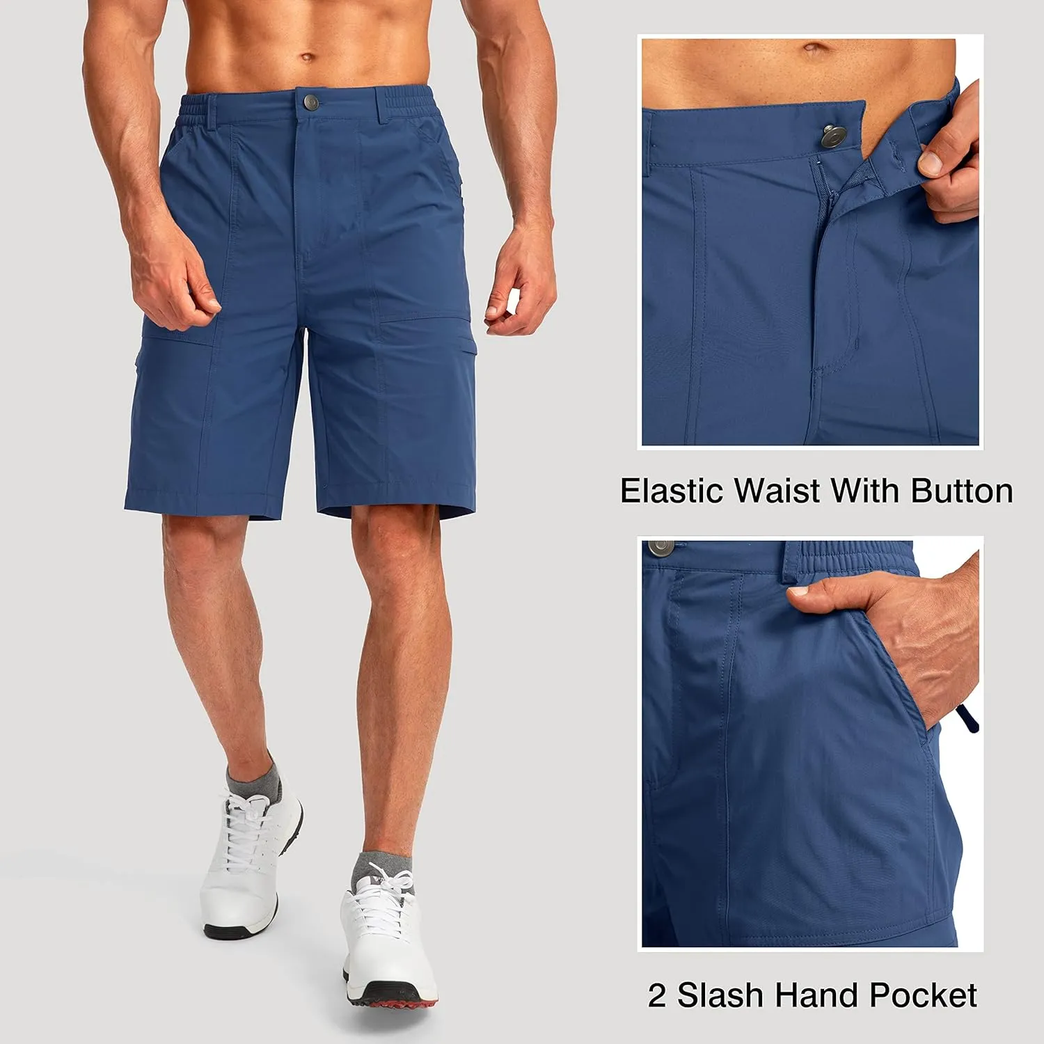 Viodia Men's Hiking Cargo Shorts with 6 Pockets Quick Dry Lightweight Stretch Shorts for Men Outdoor Fishing Golf Shorts