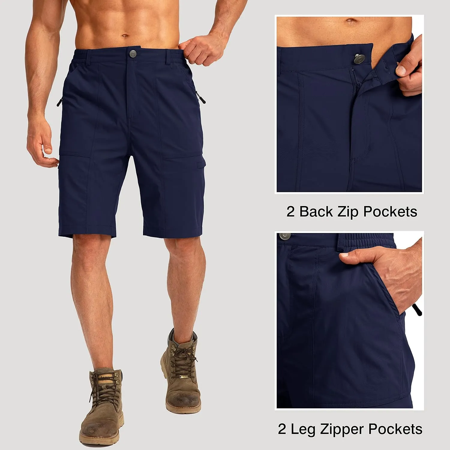Viodia Men's Hiking Cargo Shorts with 6 Pockets Quick Dry Lightweight Stretch Shorts for Men Outdoor Fishing Golf Shorts