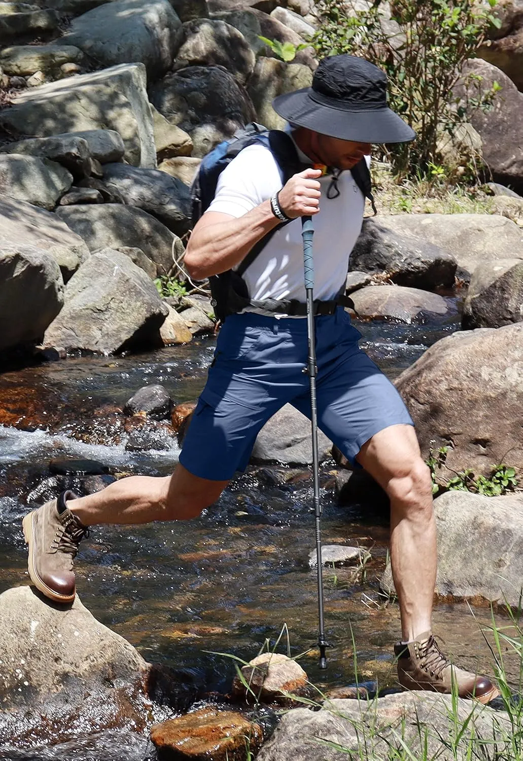 Viodia Men's Hiking Cargo Shorts with 6 Pockets Quick Dry Lightweight Stretch Shorts for Men Outdoor Fishing Golf Shorts