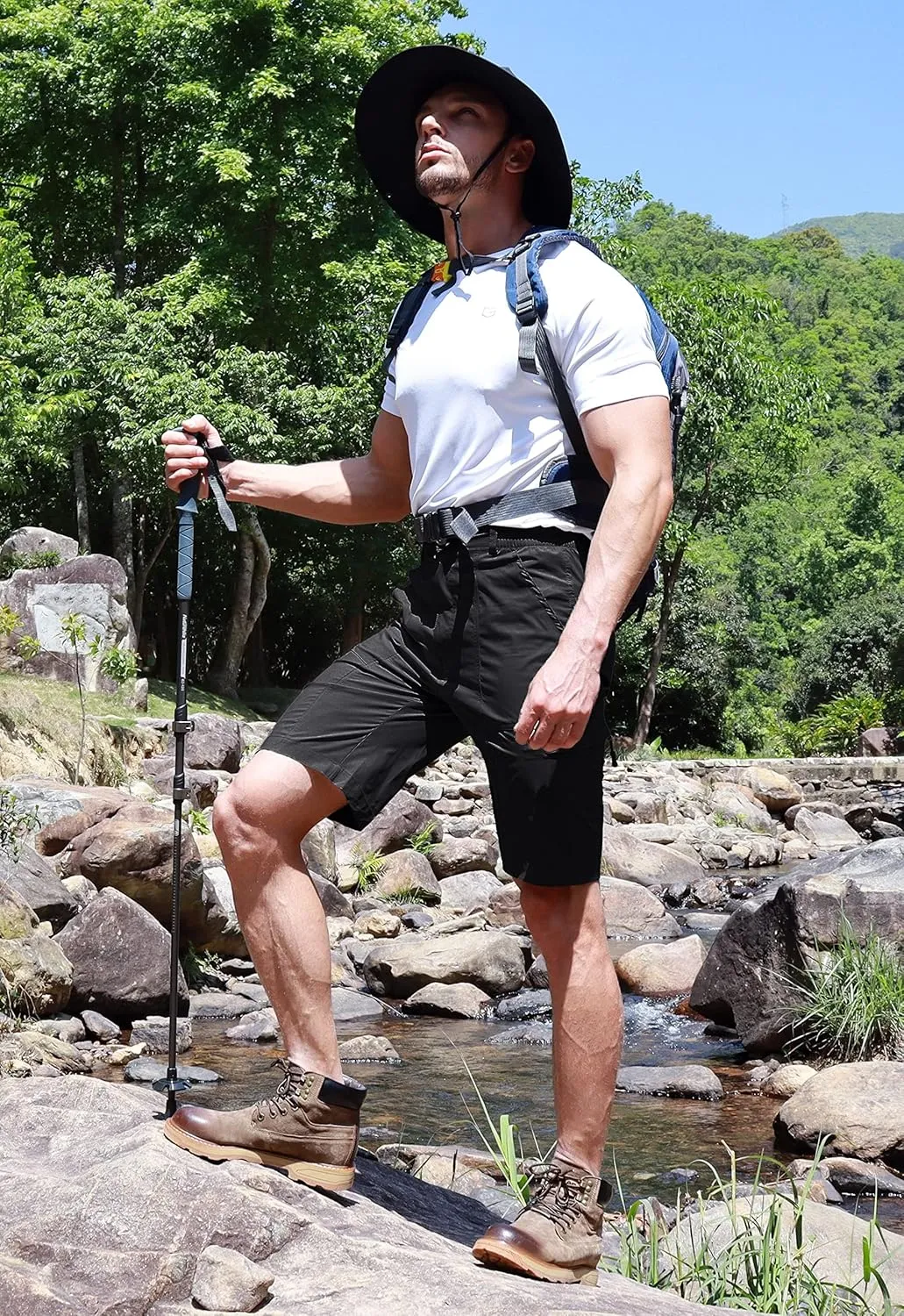 Viodia Men's Hiking Cargo Shorts with 6 Pockets Quick Dry Lightweight Stretch Shorts for Men Outdoor Fishing Golf Shorts