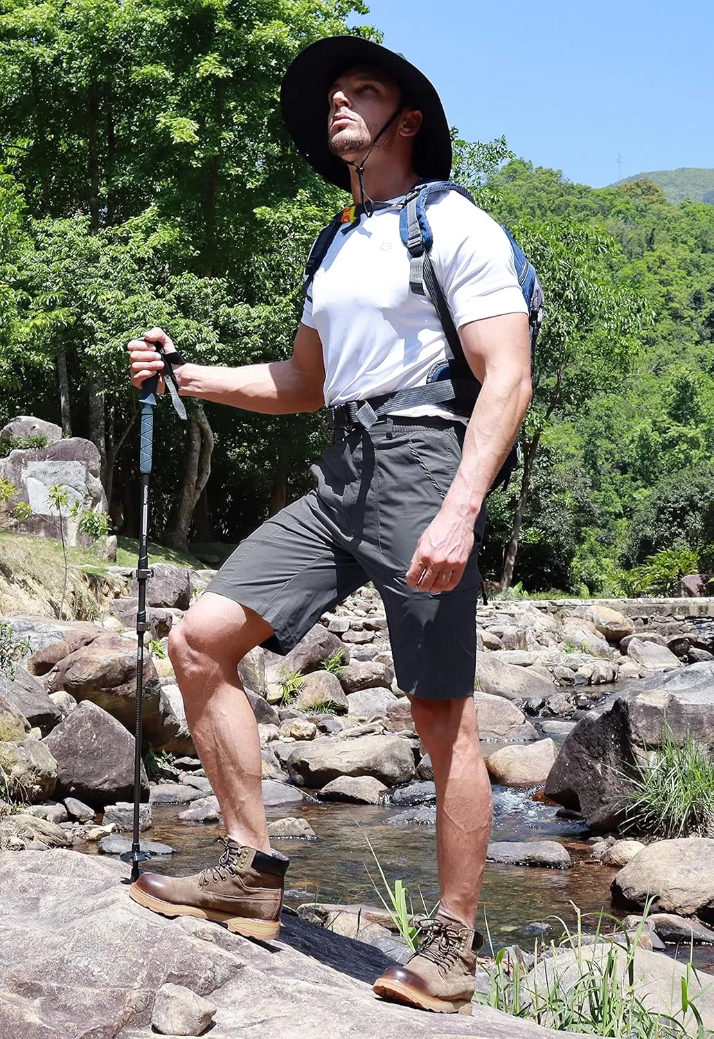 Viodia Men's Hiking Cargo Shorts with 6 Pockets Quick Dry Lightweight Stretch Shorts for Men Outdoor Fishing Golf Shorts