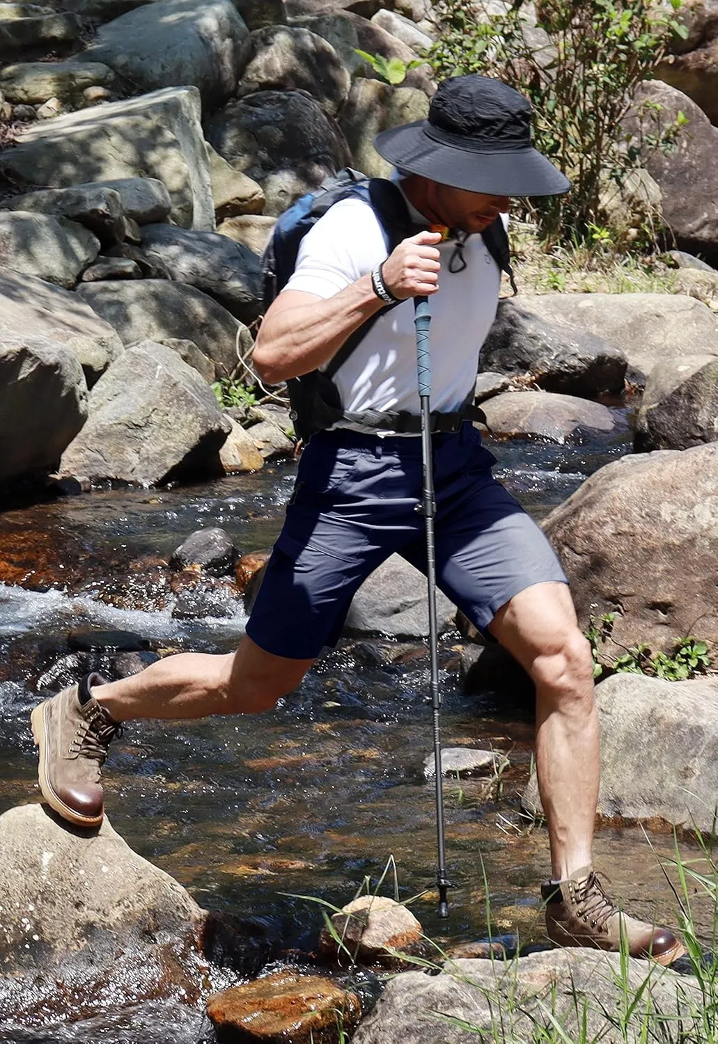 Viodia Men's Hiking Cargo Shorts with 6 Pockets Quick Dry Lightweight Stretch Shorts for Men Outdoor Fishing Golf Shorts