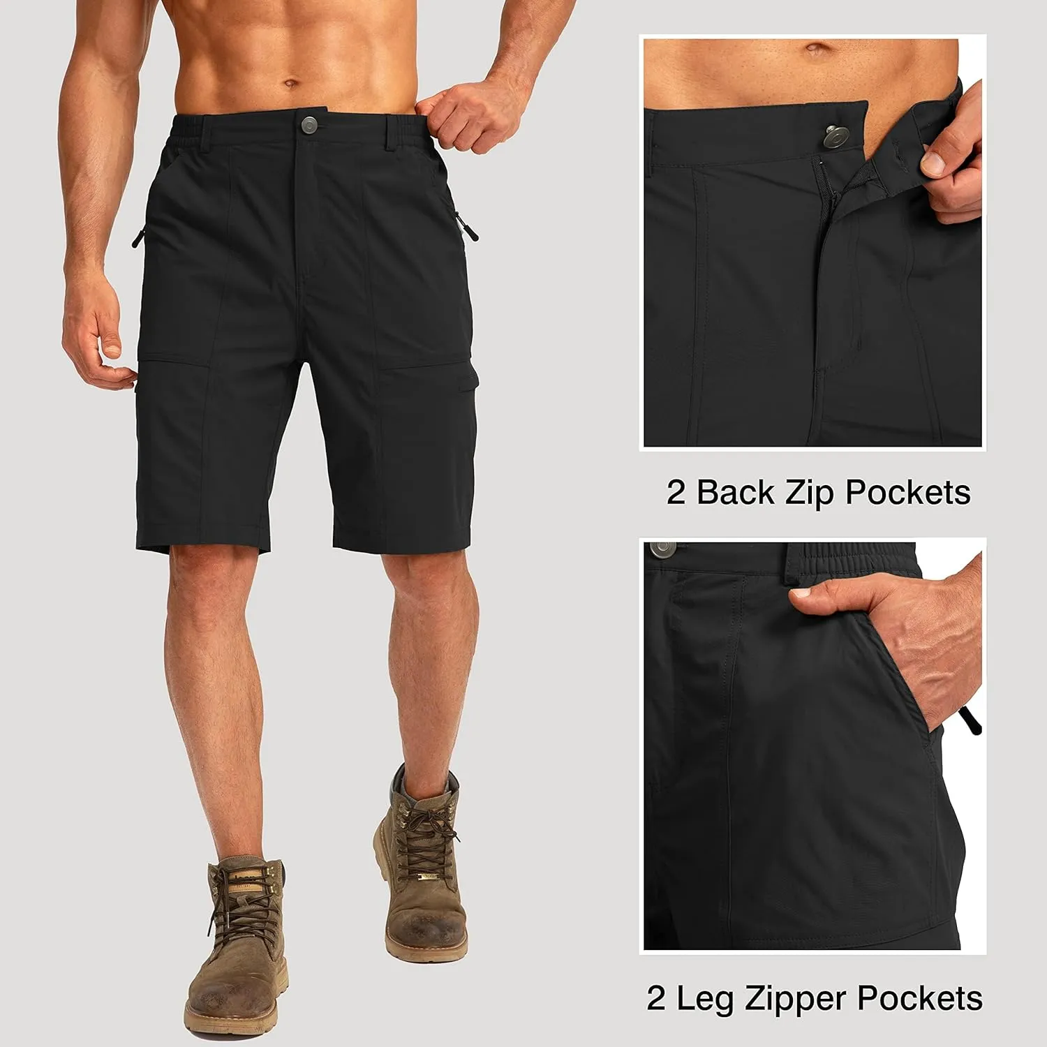 Viodia Men's Hiking Cargo Shorts with 6 Pockets Quick Dry Lightweight Stretch Shorts for Men Outdoor Fishing Golf Shorts